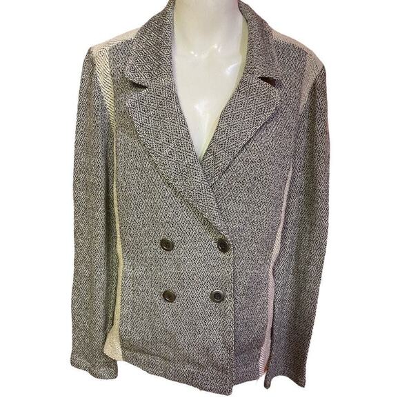 Anthropologie Saturday Sunday Anthropologie Milica Tweed Knit Gray Blazer L - Picture 1 of 8